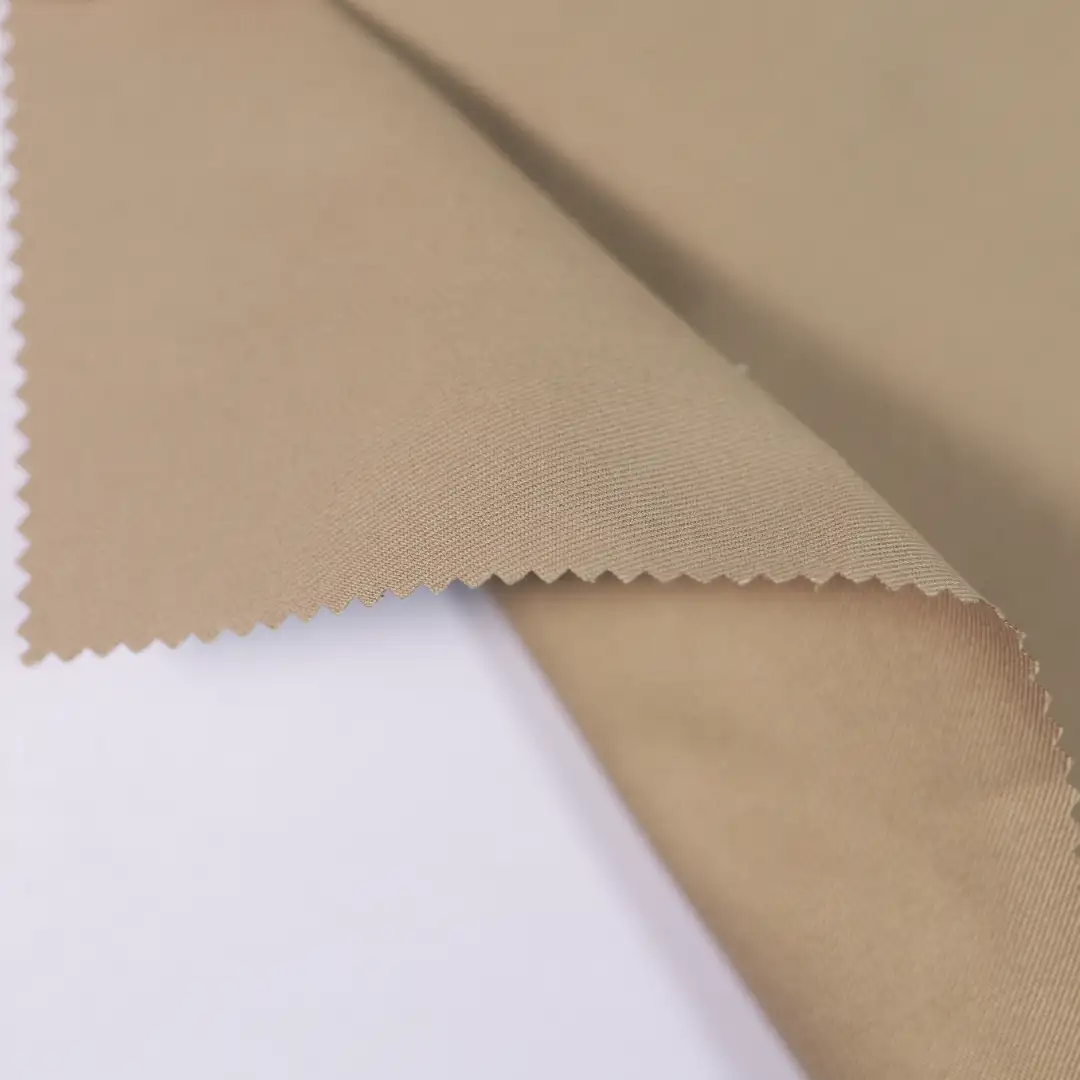China Fabric for Trench Coat CVC Twill Woven Blended Fabric BCI Cotton Recycled Polyester olive green color buy from China wholesaler bulk order at wholesale price free worldwide shipping Alibaba