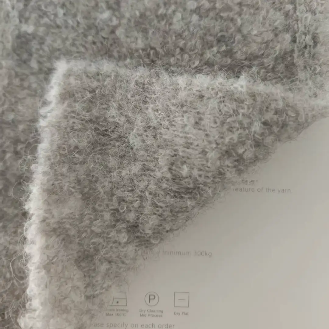 China Yarn for Full-Zipper Cardigan (Sweater),Half-Zipper Cardigan (Sweater),Shirt Long Sleeve Button (Sweater) Boucle Yarn Fancy Yarn RWS Wool Recycled Polyester Gray color buy from China wholesaler bulk order at wholesale price free worldwide shipping Alibaba