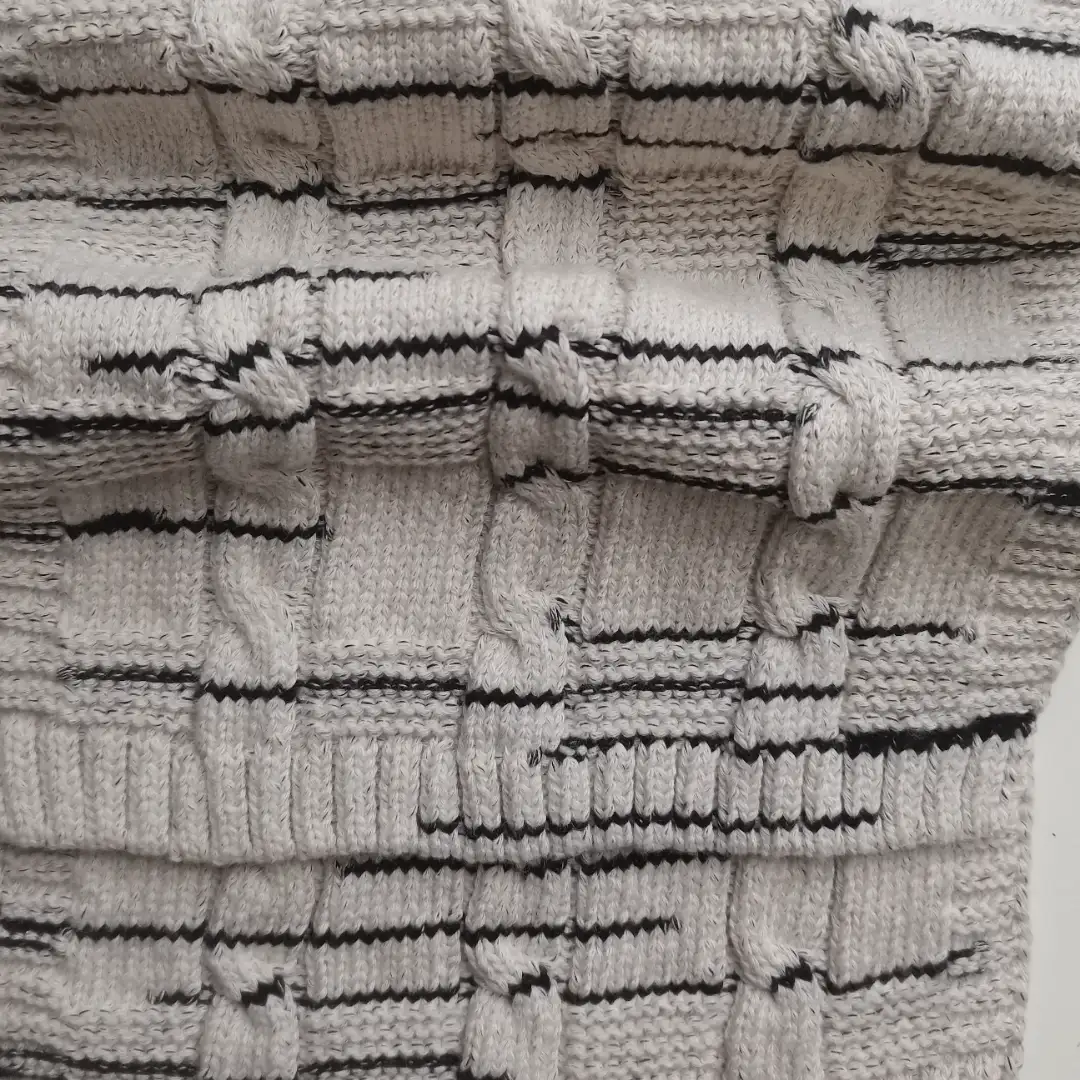 China Yarn for Open Cardigan (Sweater),Full-Zipper Cardigan (Sweater),Knitted Jacket (Sweater),Round Neck Pullover (Sweater) Tubular Tape Yarn Fancy Yarn Cotton Polyester White+Black color buy from China wholesaler bulk order at wholesale price free worldwide shipping Alibaba