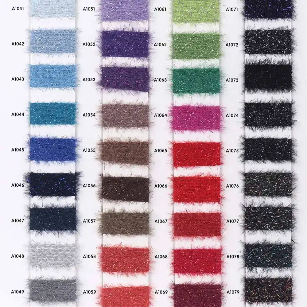 China Yarn for Ladies Vest (Sweater),Open Cardigan (Sweater),Knitted Jacket (Sweater),Dresses (Cardigan Open) (Sweater),Dresses (Cardigan Button) (Sweater),Dresses (Pullover) (Sweater) Cat Feather Yarn Fancy Yarn Nylon Lurex Purple，black color buy from China wholesaler bulk order at wholesale price free worldwide shipping Alibaba