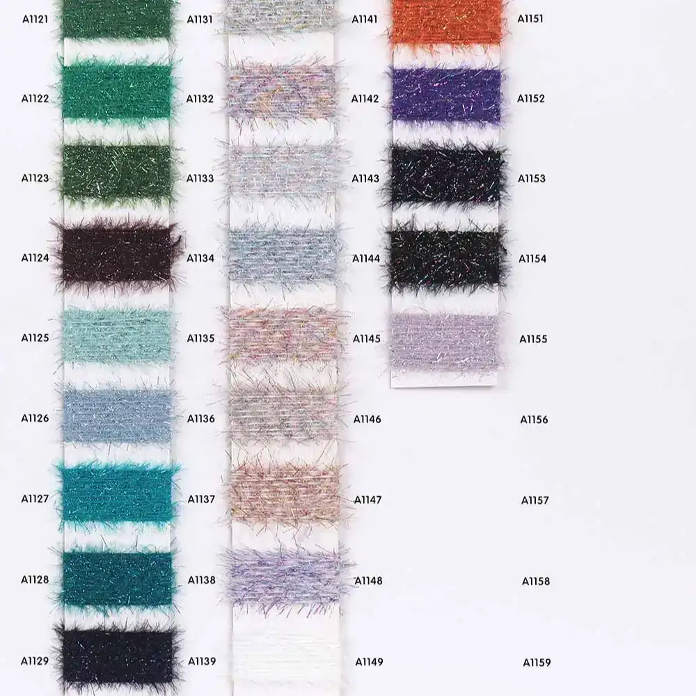 China Yarn for Ladies Vest (Sweater),Open Cardigan (Sweater),Knitted Jacket (Sweater),Dresses (Cardigan Open) (Sweater),Dresses (Cardigan Button) (Sweater),Dresses (Pullover) (Sweater) Cat Feather Yarn Fancy Yarn Nylon Lurex Purple，black color buy from China wholesaler bulk order at wholesale price free worldwide shipping Alibaba