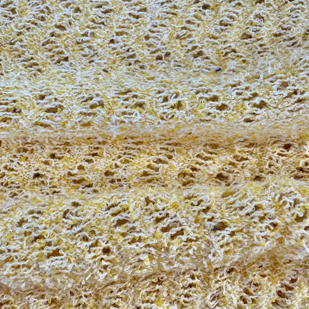 China Yarn for Ladies Vest (Sweater),Open Cardigan (Sweater),Shirt Long Sleeve Button (Sweater),Crew Neck Pullover (Sweater),Crop Top Pullover (Sweater) Boucle Yarn Fancy Yarn Recycled Polyester Yellow color buy from China wholesaler bulk order at wholesale price free worldwide shipping Alibaba