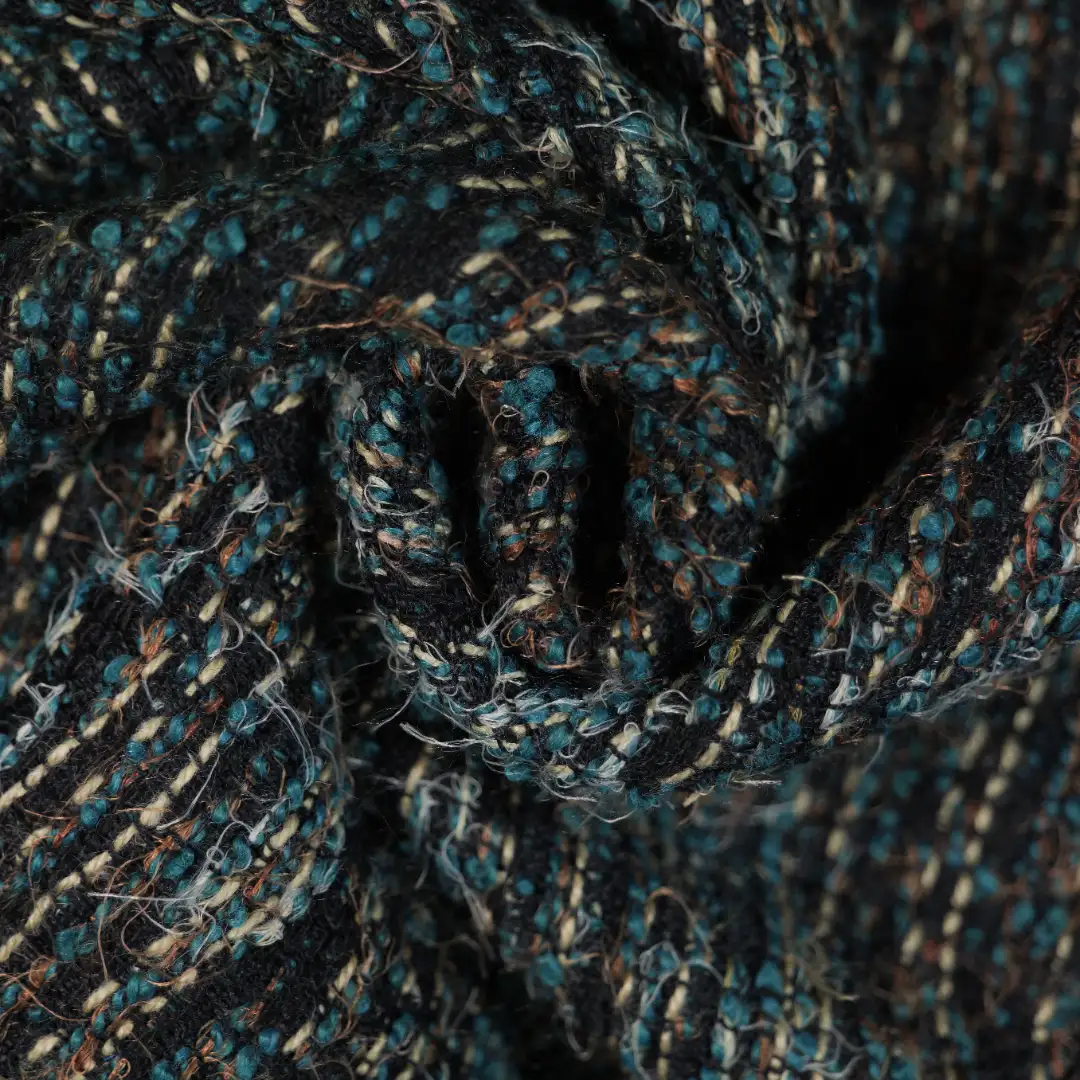 China Fabric for Skirt,Overcoat Chanel-Style Fabric Woolen Polyester Acrylic Wool Nylon black color buy from China wholesaler bulk order at wholesale price free worldwide shipping Alibaba