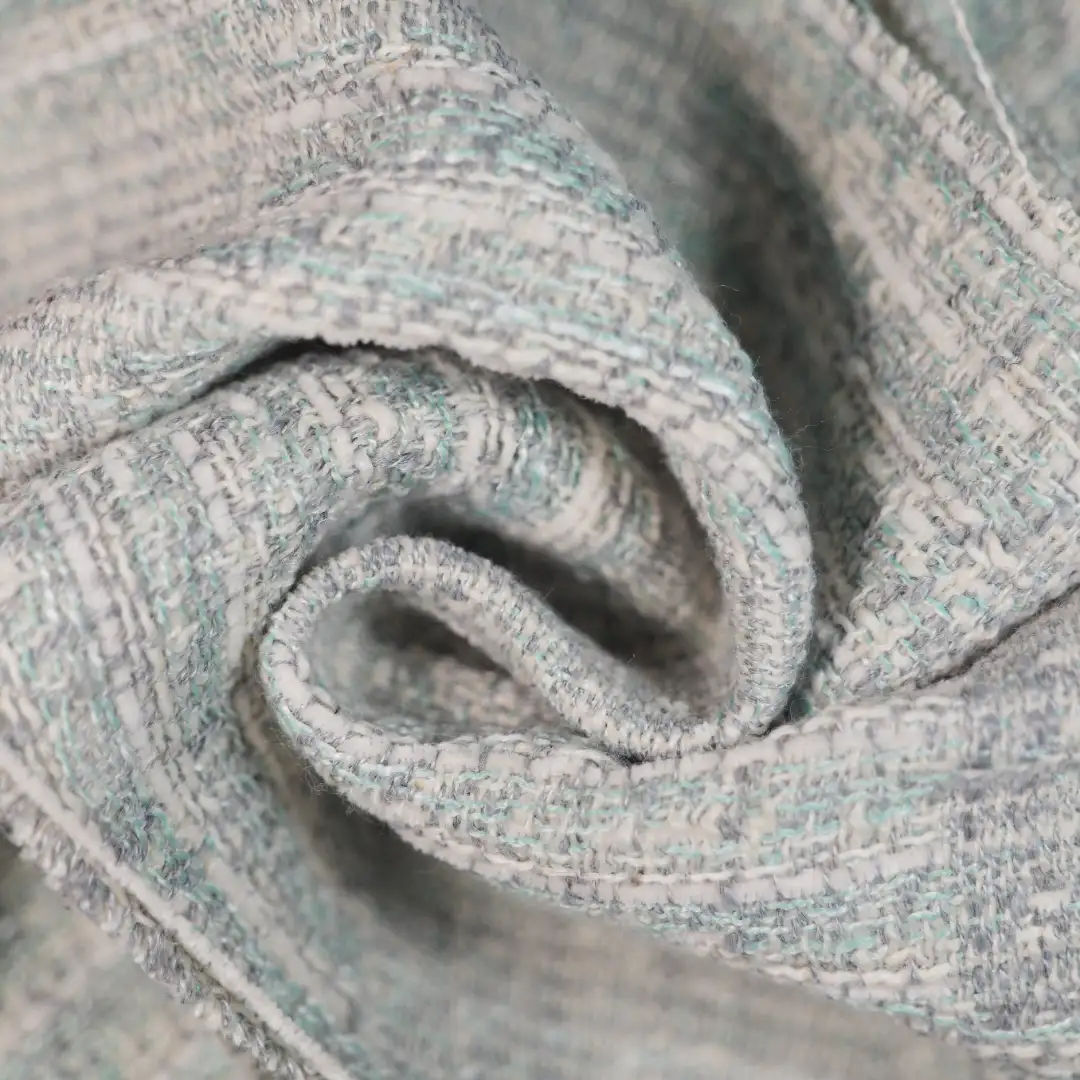 China Fabric for Jackets,Skirt Chanel-Style Fabric Woolen Polyester Rayon Linen blue color buy from China wholesaler bulk order at wholesale price free worldwide shipping Alibaba