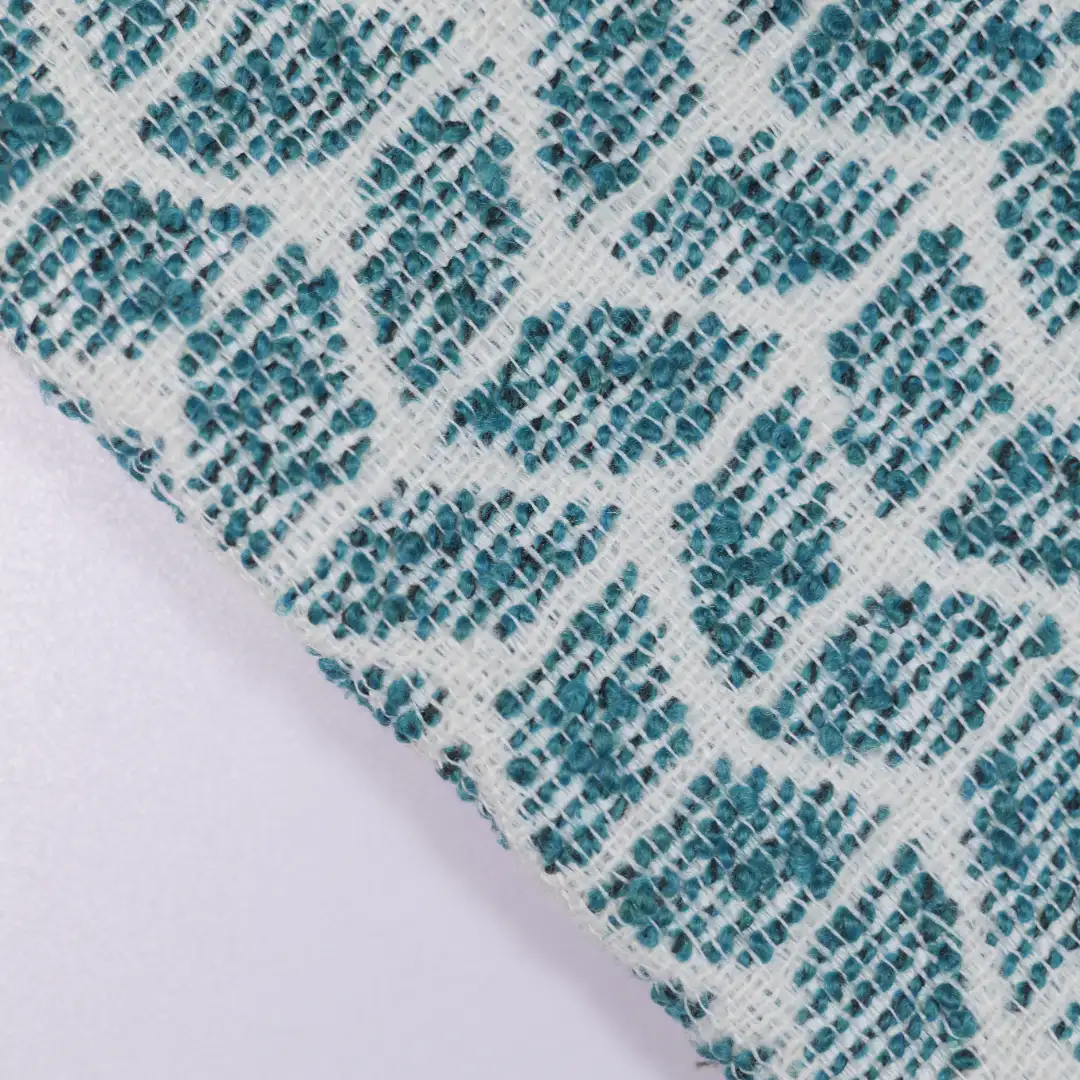 China Fabric for Jackets,Skirt Chanel-Style Fabric Woolen Polyester cyan color buy from China wholesaler bulk order at wholesale price free worldwide shipping Alibaba