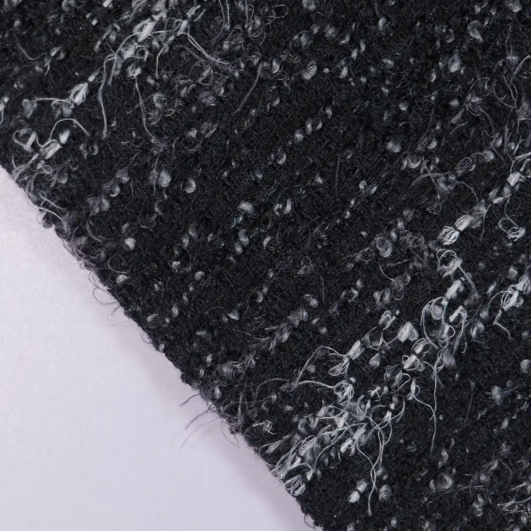 China Fabric for Jackets,Skirt Chanel-Style Fabric Woolen Polyester Acrylic Wool Nylon black color buy from China wholesaler bulk order at wholesale price free worldwide shipping Alibaba