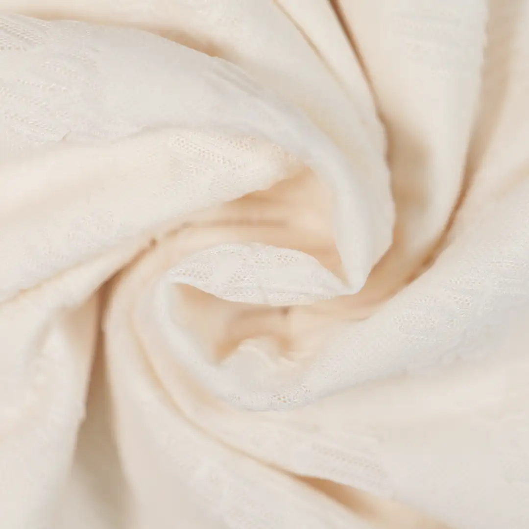 China Fabric for T-Shirt,Skirt Jacquard Knit Fabric Polyester Spandex rice color buy from China wholesaler bulk order at wholesale price free worldwide shipping Alibaba