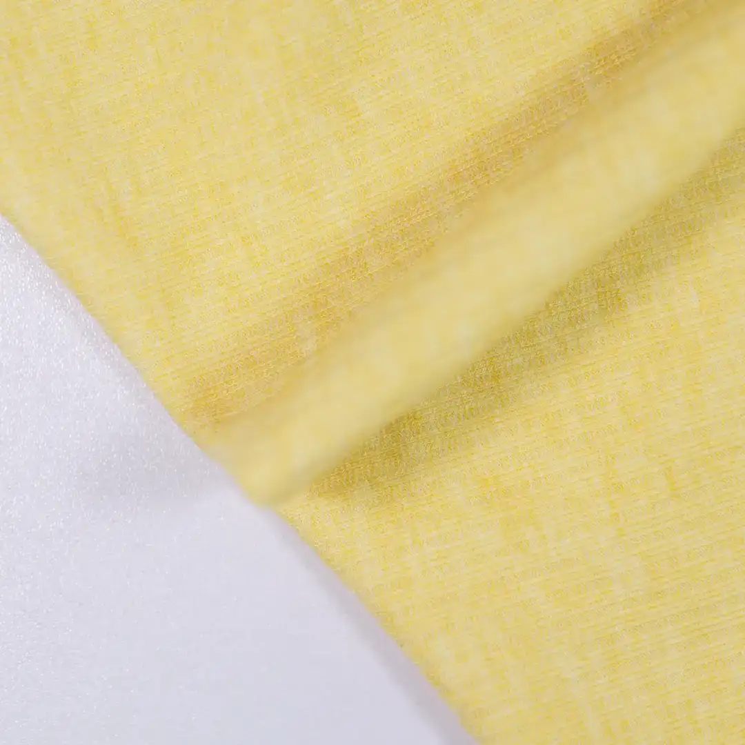 China Fabric for Hoodie,Pajamas,Fringe Jacket,Halter-Neck Plunge Ruffled Top Rib Knit Fabric Rayon Polyester Nylon Spandex yellow color buy from China wholesaler bulk order at wholesale price free worldwide shipping Alibaba