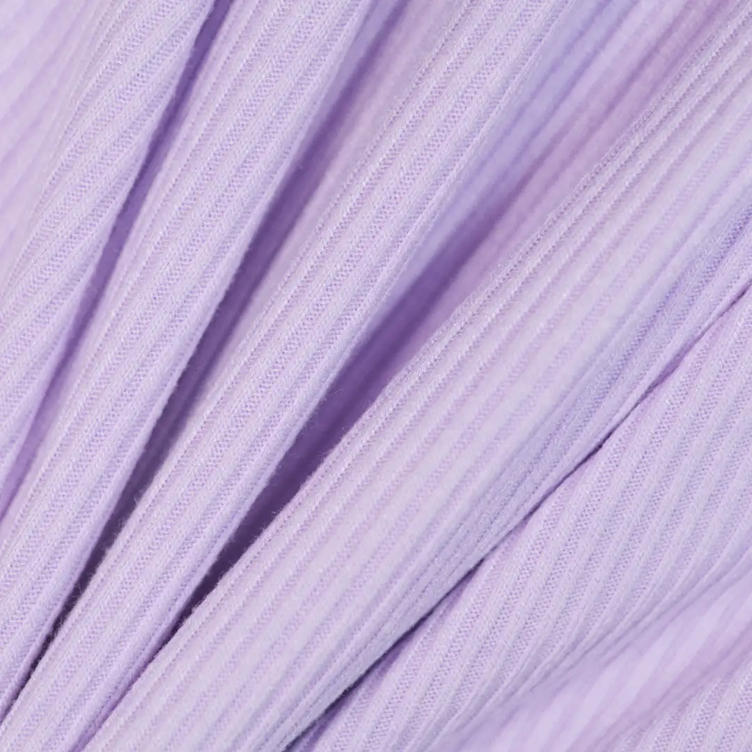 China Fabric for T-Shirt,Skirt,Wide Leg Trousers,Pieced Rib Half-Zip Hoodie Rib Knit Fabric Rayon Polyester Nylon Spandex Violet color buy from China wholesaler bulk order at wholesale price free worldwide shipping Alibaba