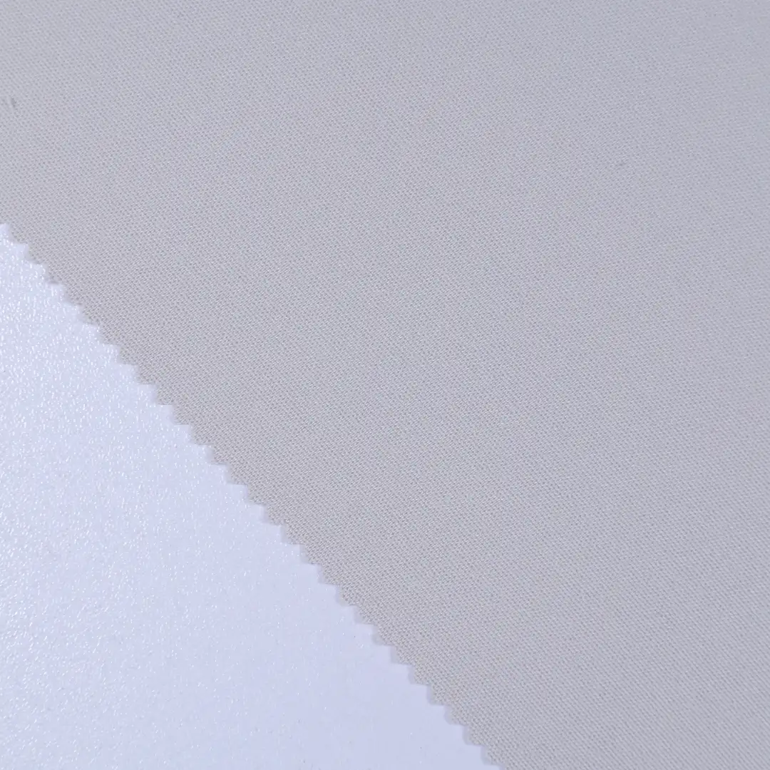 China Fabric for Blazer,Trench Coat CVC Poplin Woven Blended Fabric BCI Cotton Recycled Polyester Spandex Milky white color buy from China wholesaler bulk order at wholesale price free worldwide shipping Alibaba