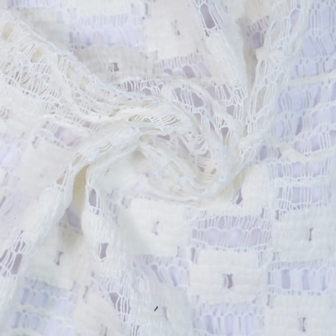 China Fabric for T-Shirt,Polo Shirt,Skirt Lace Knit Fabric Polyester Cotton Milky white color buy from China wholesaler bulk order at wholesale price free worldwide shipping Alibaba