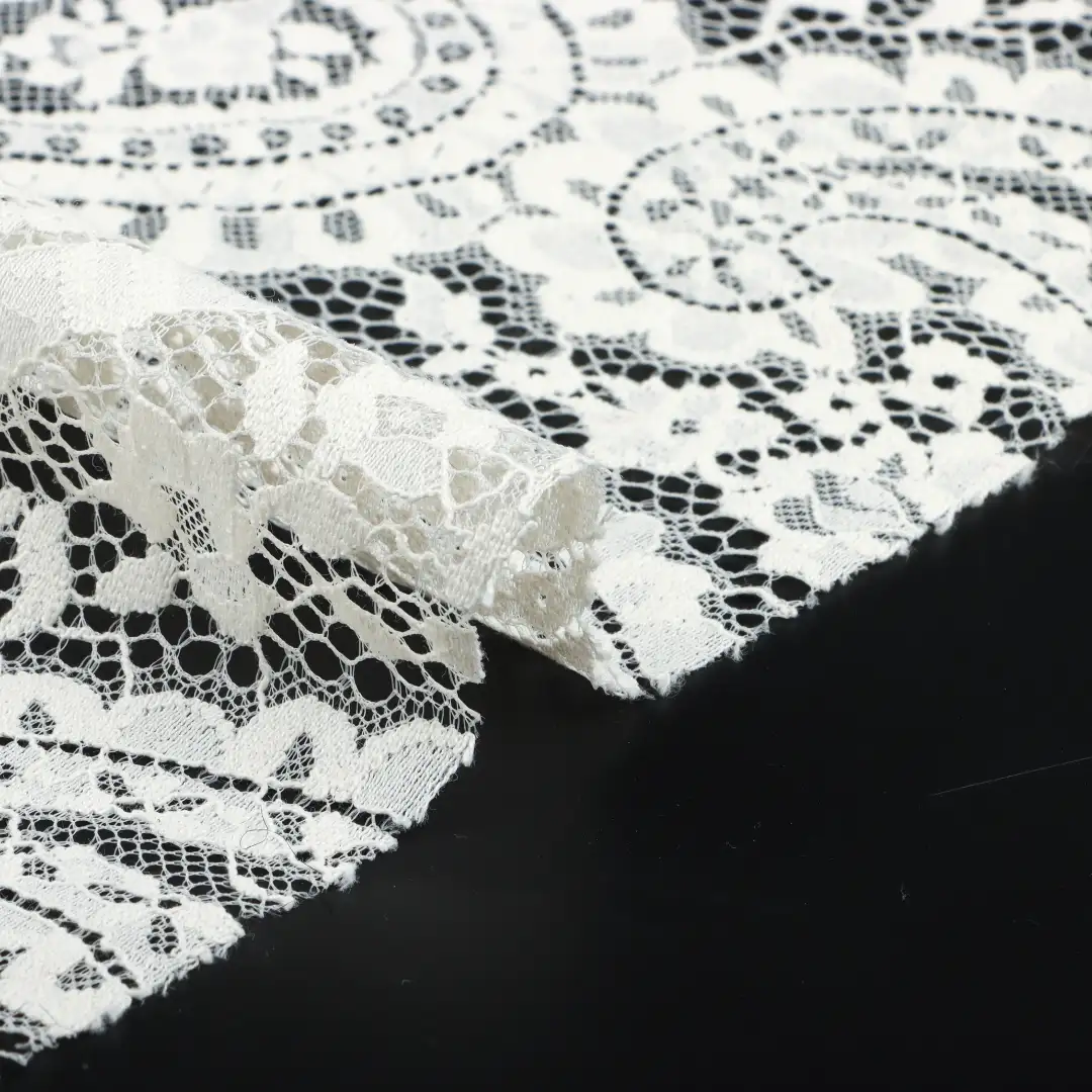 China Fabric for Skirt,Swimsuits Lace Knit Fabric Cotton Nylon white black Light-peach coffee orange color buy from China wholesaler bulk order at wholesale price free worldwide shipping Alibaba