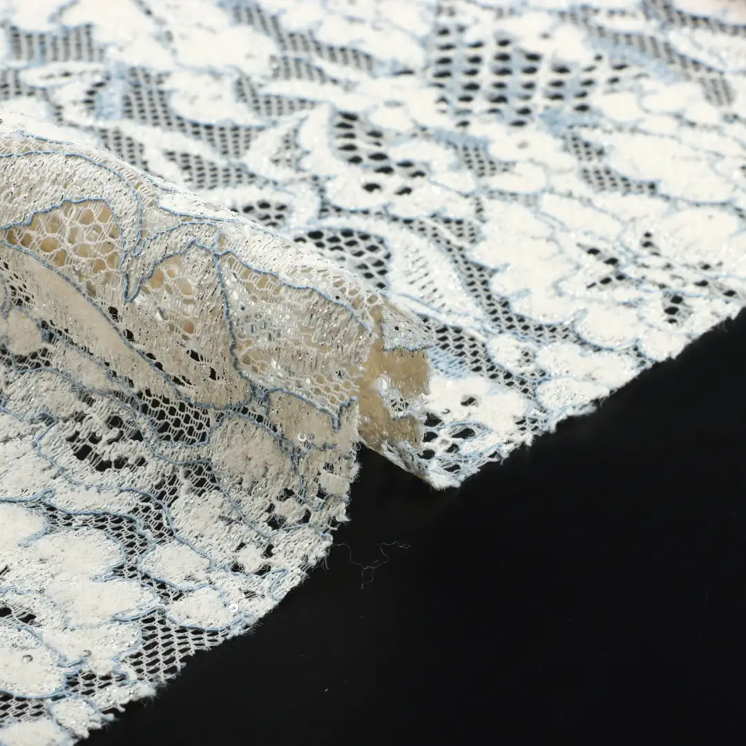 China Fabric for Crop Top,Lingerie,Skirt,Shorts Lace Knit Fabric Nylon Polyester white、black、blue and Light peach、pink and Light peach、date red color buy from China wholesaler bulk order at wholesale price free worldwide shipping Alibaba