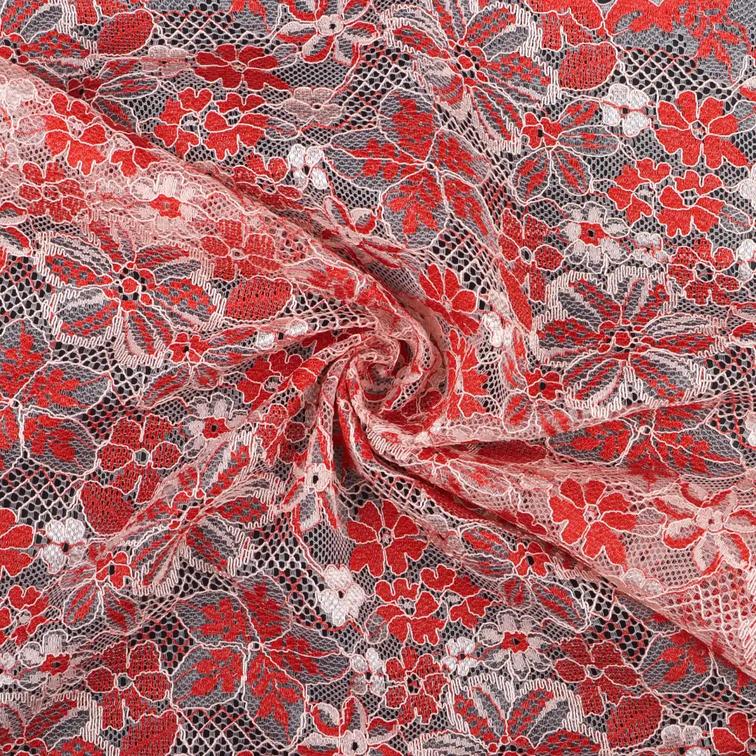 China Fabric for Tank Top,Crop Top,Lingerie,Skirt Lace Knit Fabric Nylon Cotton Polyester white、black、green and apricot、rusty red and pink、gray and apricot、red color buy from China wholesaler bulk order at wholesale price free worldwide shipping Alibaba