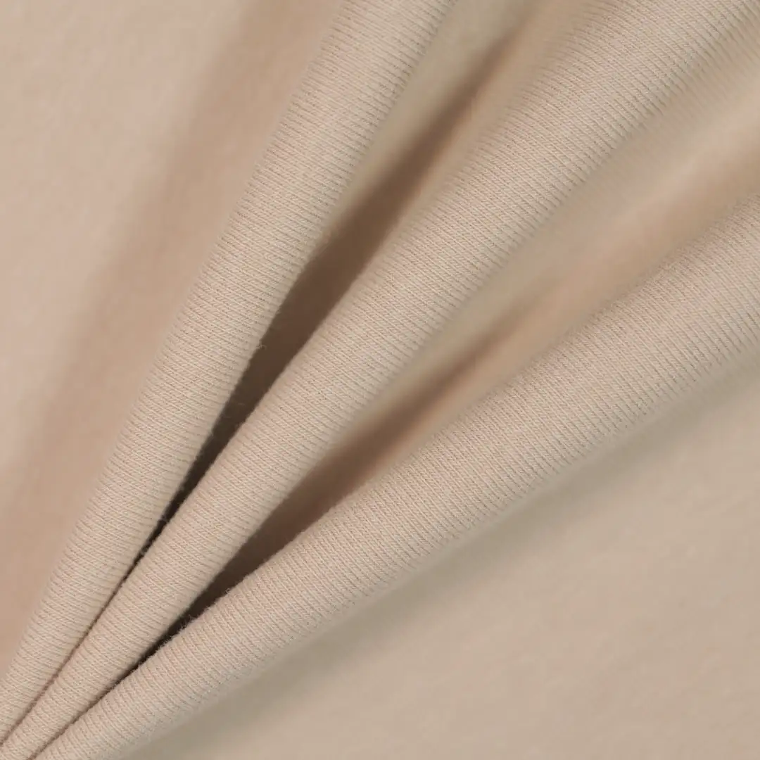 China Fabric for T-Shirt,Polo Shirt,Loungewear Rib Knit Fabric Cotton Spandex Khaki color buy from China wholesaler bulk order at wholesale price free worldwide shipping Alibaba