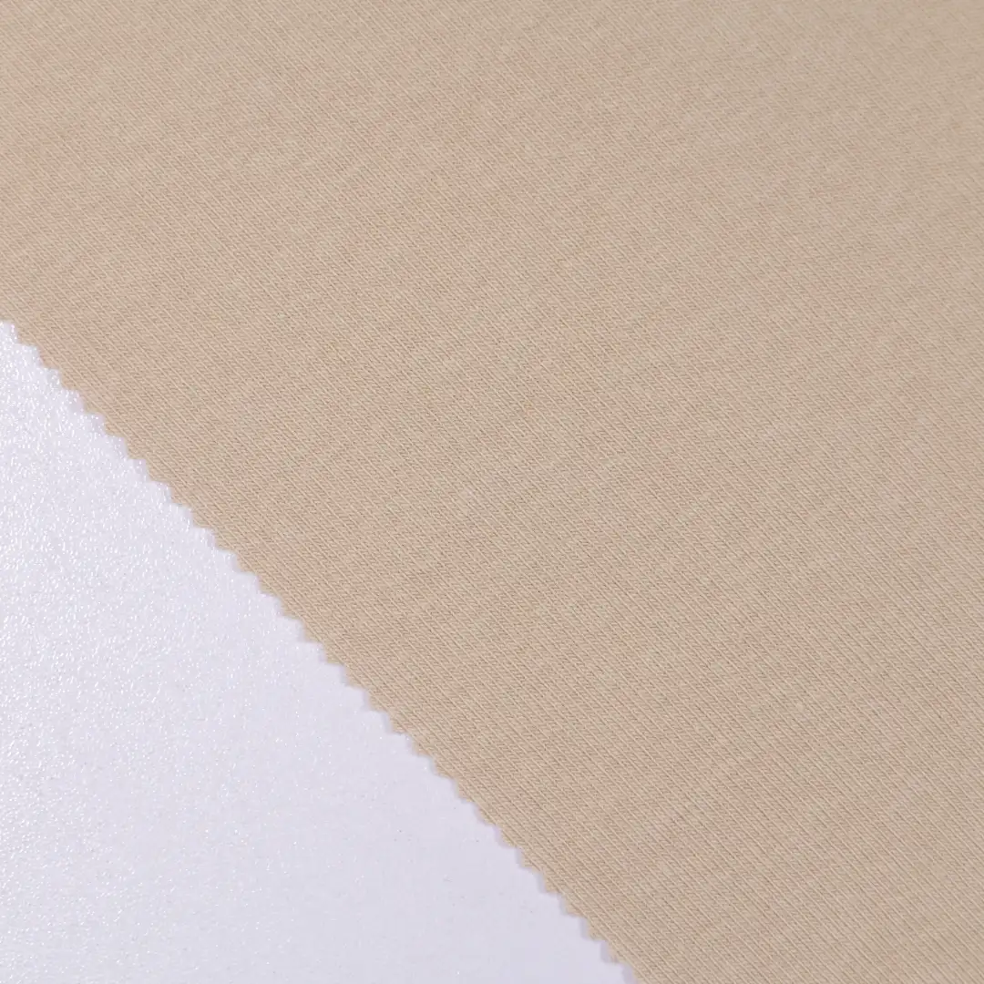 China Fabric for T-Shirt,Polo Shirt,Loungewear Rib Knit Fabric Cotton Spandex Khaki color buy from China wholesaler bulk order at wholesale price free worldwide shipping Alibaba