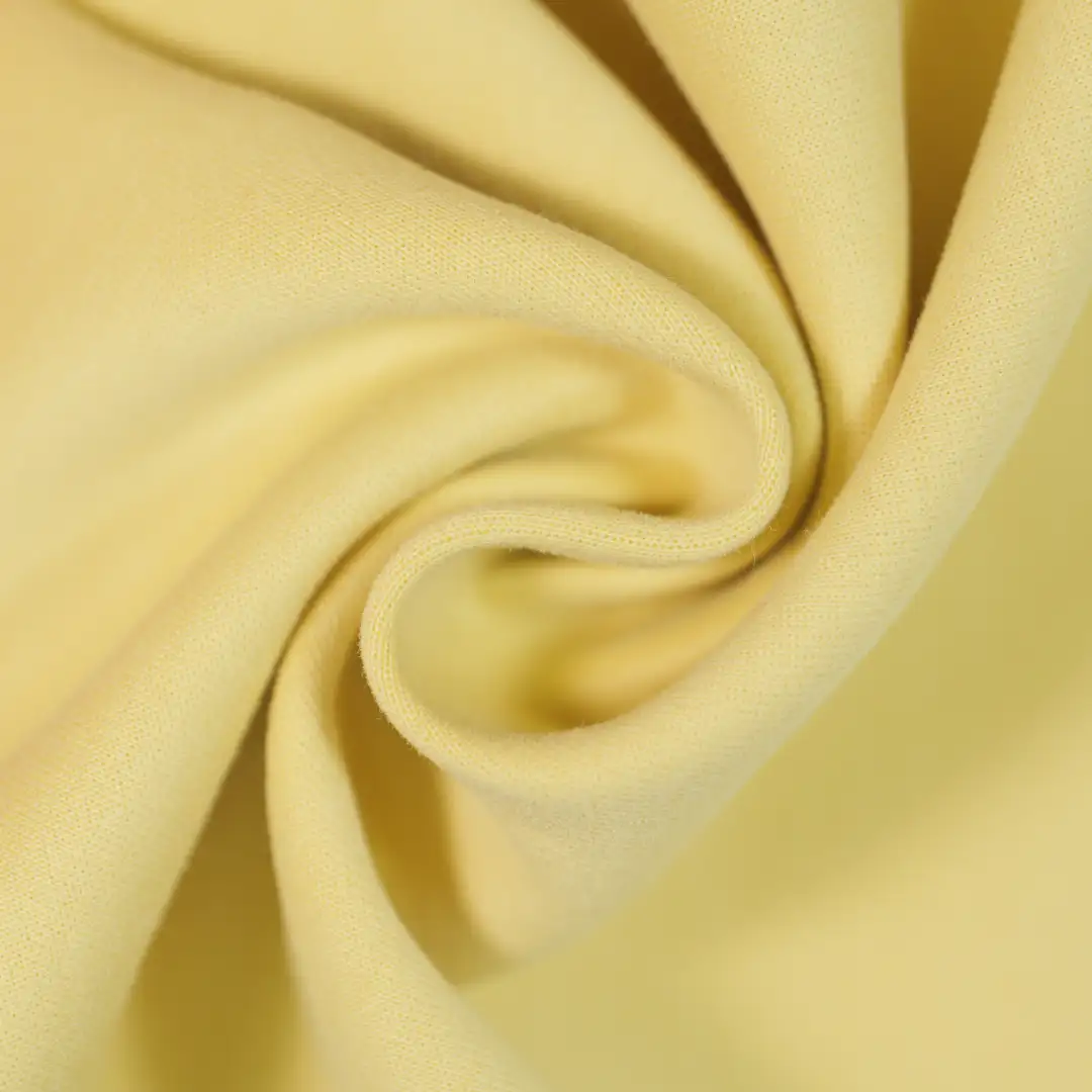 China Fabric for Hoodie,Loungewear Interlock Knit Fabric Polyester Cotton Spandex yellow color buy from China wholesaler bulk order at wholesale price free worldwide shipping Alibaba