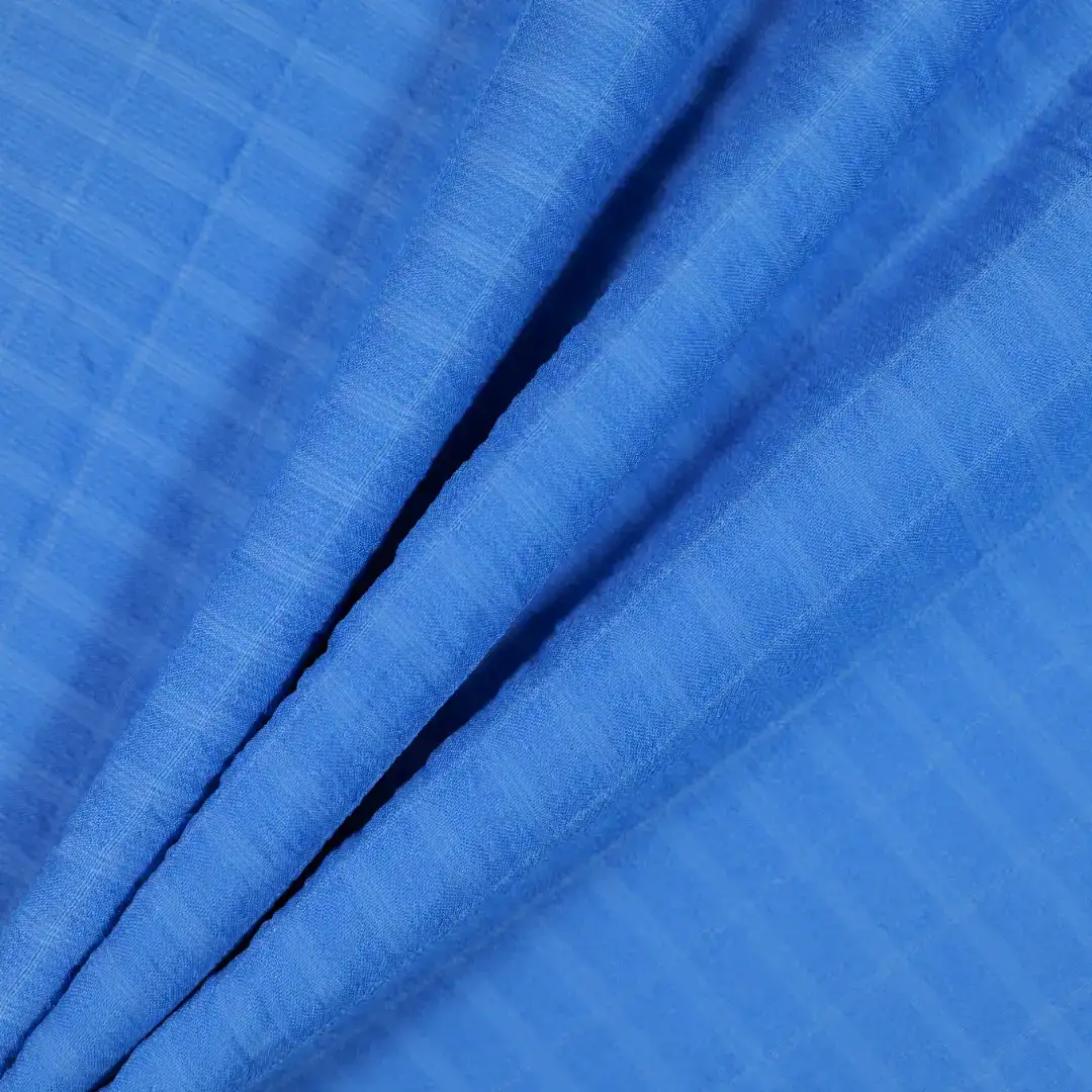 China Fabric for Shirt,Skirt,Backless Beach Dress Crepe Synthetic Woven Fabric Polyester Spandex BLUE color buy from China wholesaler bulk order at wholesale price free worldwide shipping Alibaba