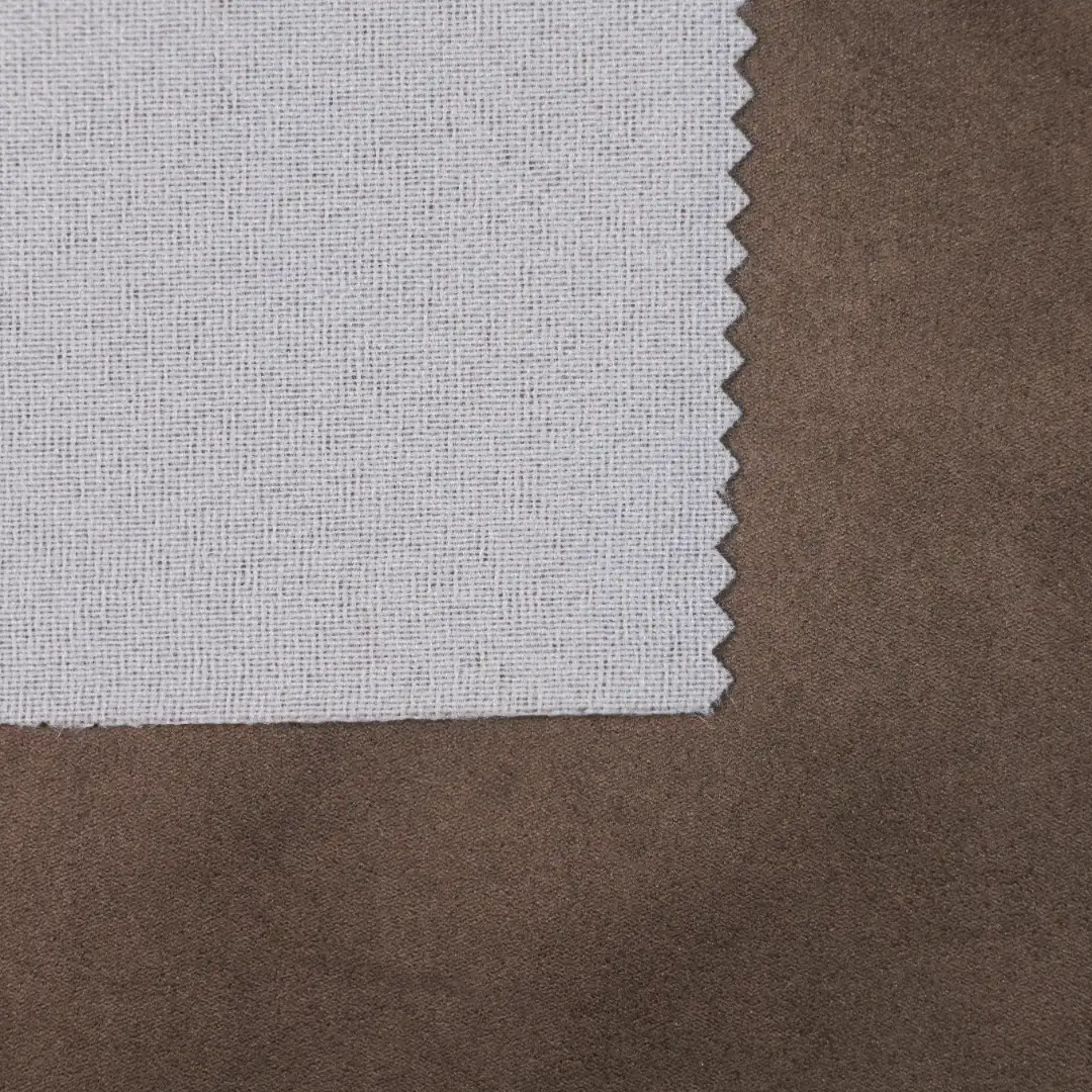 China Fabric for Jackets Suede Knit Fabric Polyester Spandex brown color buy from China wholesaler bulk order at wholesale price free worldwide shipping Alibaba
