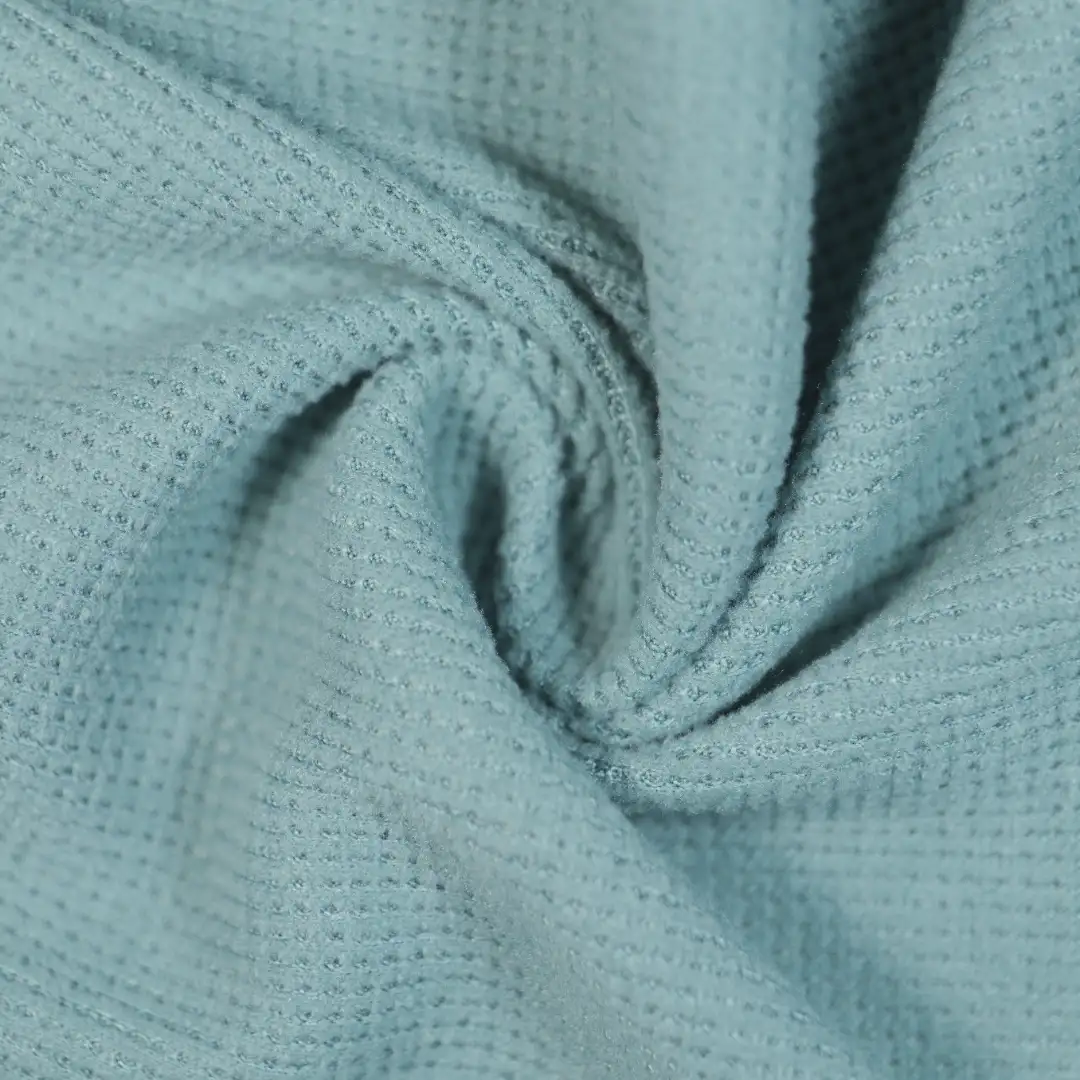 China Fabric for T-Shirt,Polo Shirt,Loungewear Waffle Knit Fabric Polyester Spandex green color buy from China wholesaler bulk order at wholesale price free worldwide shipping Alibaba