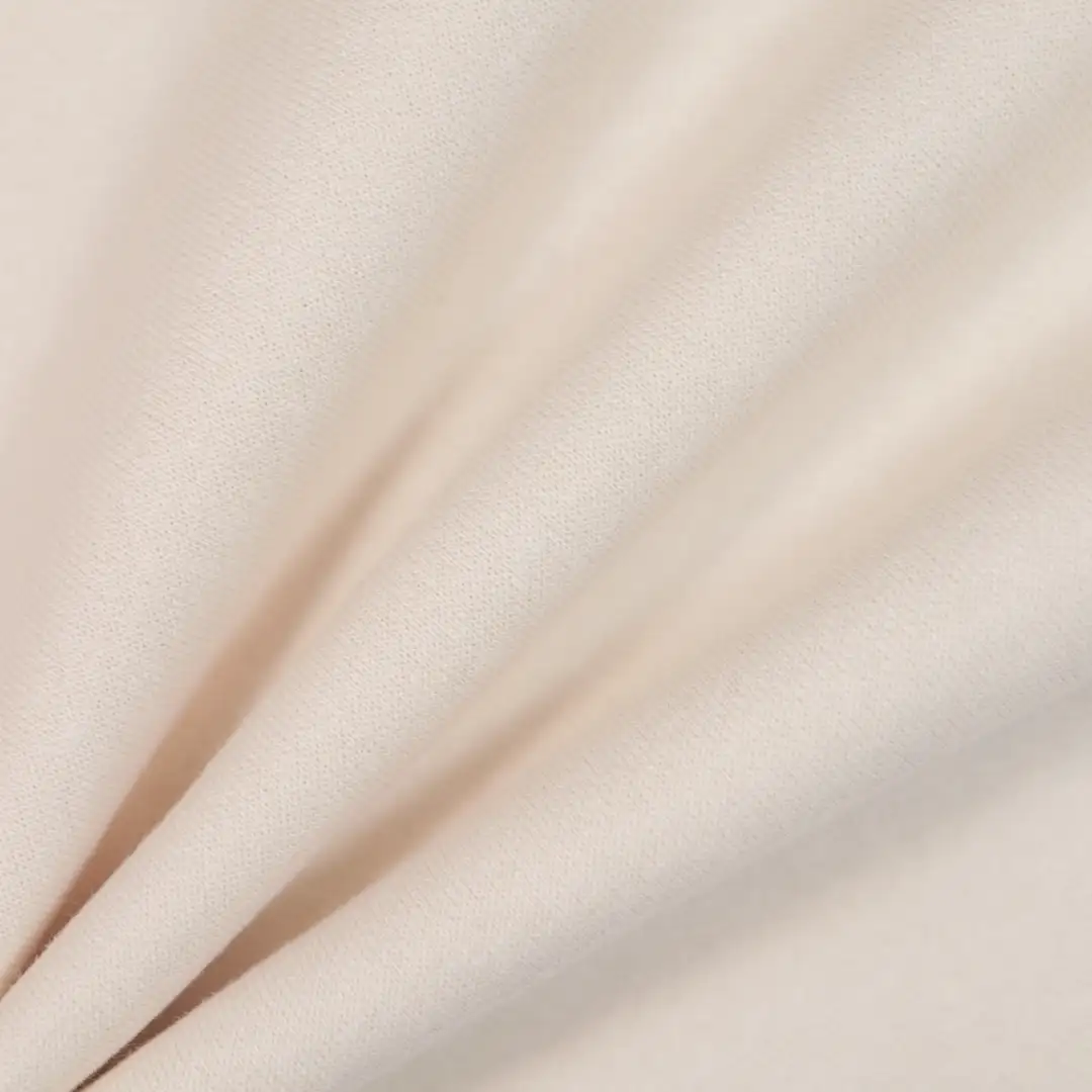 China Fabric for Hoodie Fleece Knit Fabric Cotton Polyester Beige color buy from China wholesaler bulk order at wholesale price free worldwide shipping Alibaba