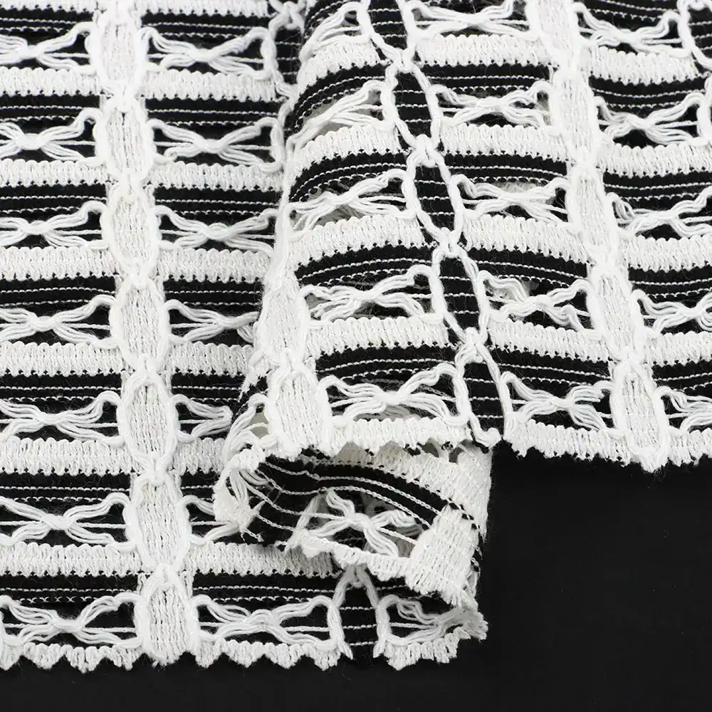 China Fabric for Blouse Lace Knit Fabric Polyester Cotton black/white color buy from China wholesaler bulk order at wholesale price free worldwide shipping Alibaba
