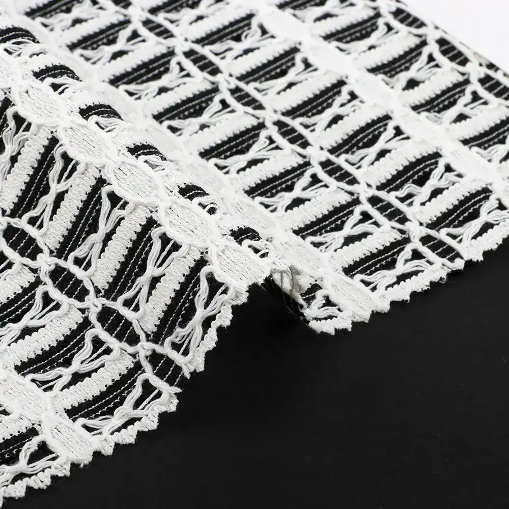 China Fabric for Blouse Lace Knit Fabric Polyester Cotton black/white color buy from China wholesaler bulk order at wholesale price free worldwide shipping Alibaba