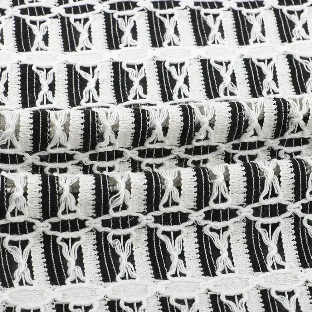 China Fabric for Blouse Lace Knit Fabric Polyester Cotton black/white color buy from China wholesaler bulk order at wholesale price free worldwide shipping Alibaba