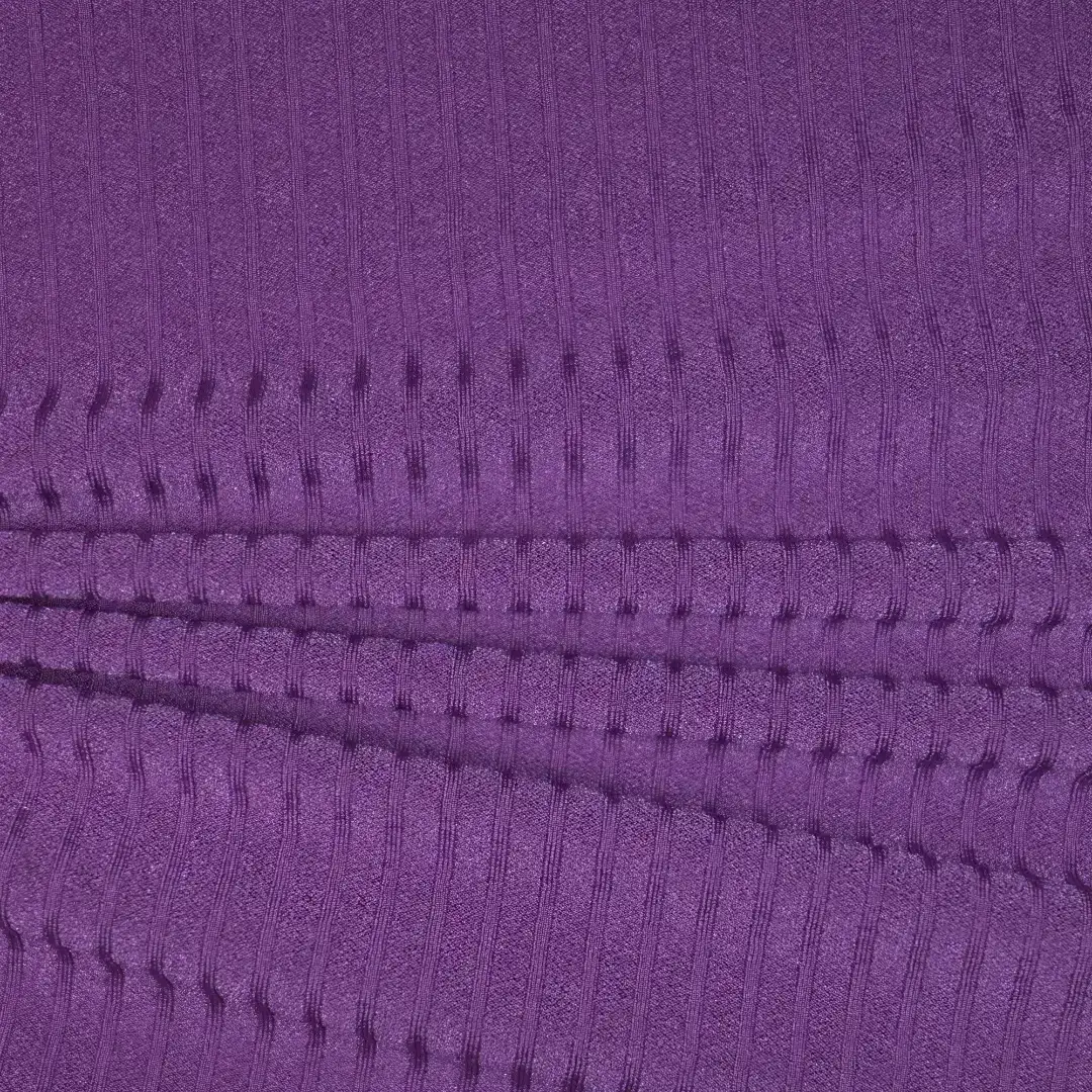 China Fabric for Shirt Rib Knit Fabric Polyester Spandex Purple color buy from China wholesaler bulk order at wholesale price free worldwide shipping Alibaba