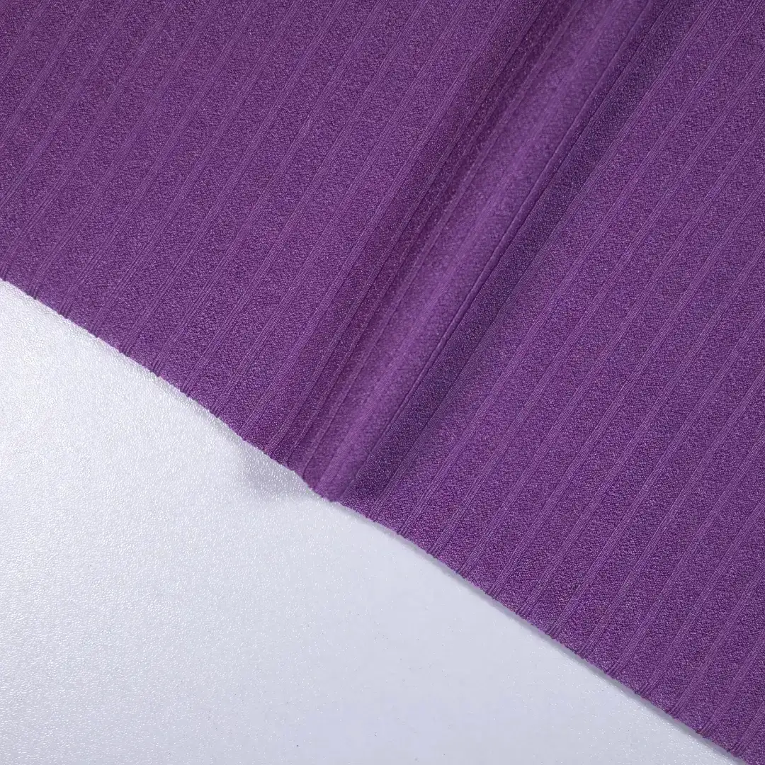 China Fabric for Shirt Rib Knit Fabric Polyester Spandex Purple color buy from China wholesaler bulk order at wholesale price free worldwide shipping Alibaba