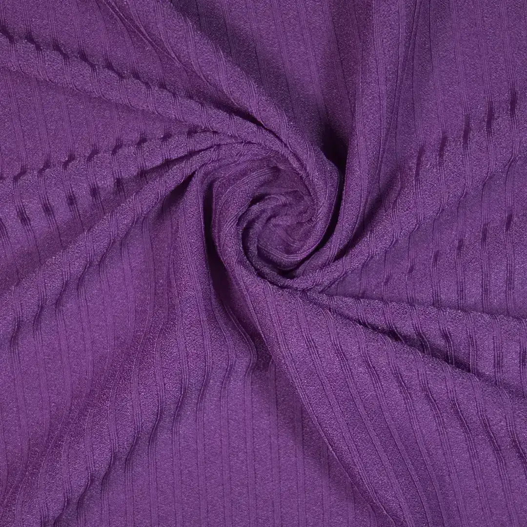 China Fabric for Shirt Rib Knit Fabric Polyester Spandex Purple color buy from China wholesaler bulk order at wholesale price free worldwide shipping Alibaba