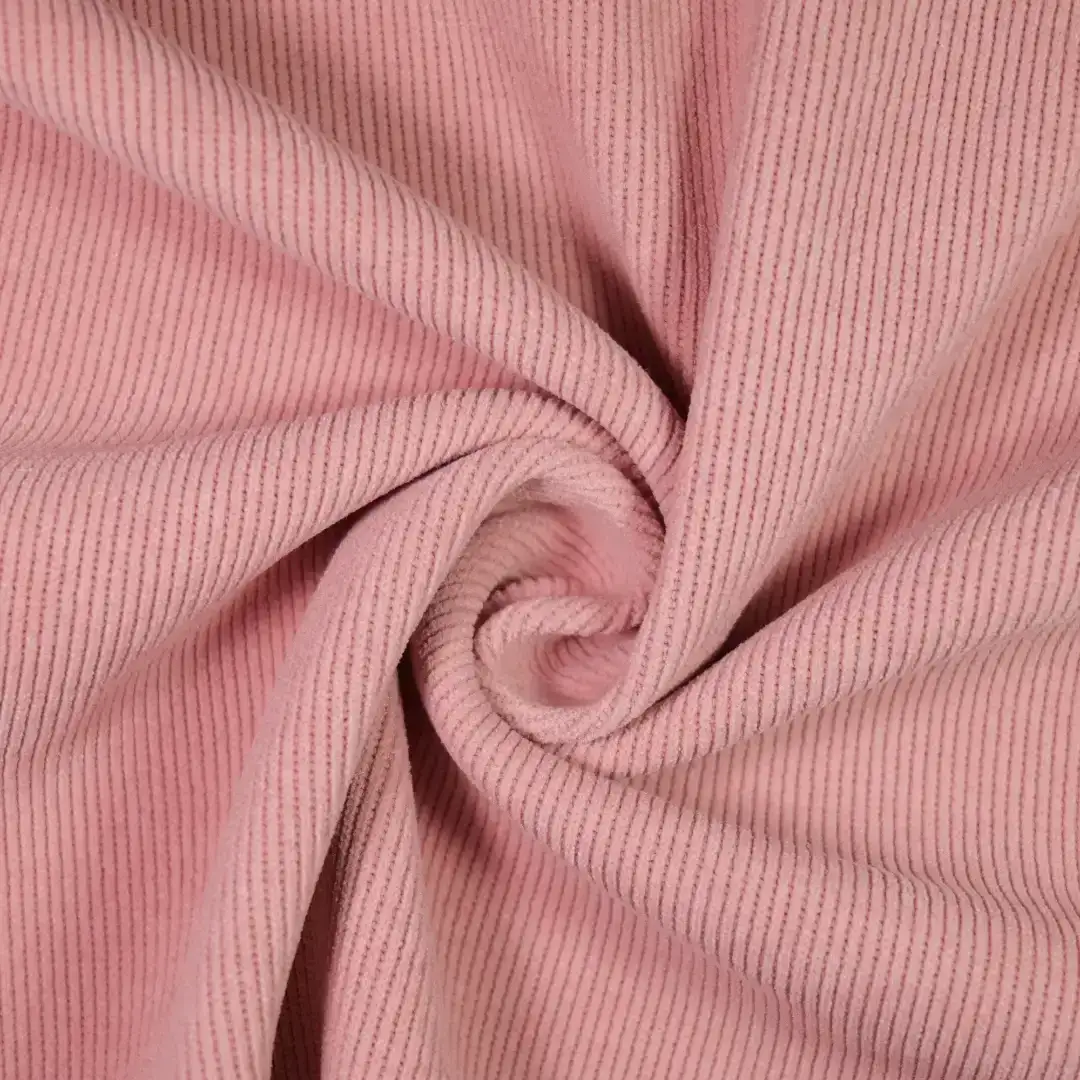 China Fabric for Pants,Jackets,Hoodie,Over Shirt knitted Corduroy Knit Fabric Polyester Spandex Pink color buy from China wholesaler bulk order at wholesale price free worldwide shipping Alibaba