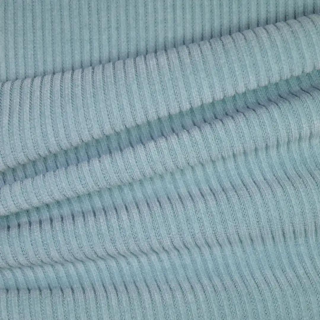 China Fabric for Denim Jacket,Jackets,Over Shirt knitted Corduroy Knit Fabric Polyester Spandex Aqua Blue color buy from China wholesaler bulk order at wholesale price free worldwide shipping Alibaba