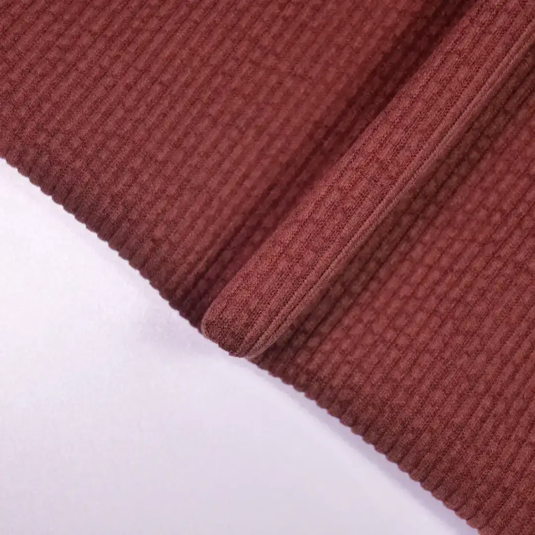 China Fabric for Jackets,Skirt,Over Shirt knitted Corduroy Knit Fabric Polyester Spandex Brown color buy from China wholesaler bulk order at wholesale price free worldwide shipping Alibaba
