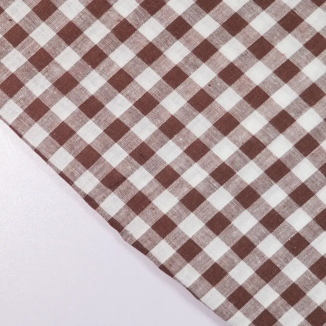 China Fabric for Shirt,Skirt,Backless Beach Dress Yarn Dyed Check Natural Woven Fabric Cotton coffee color buy from China wholesaler bulk order at wholesale price free worldwide shipping Alibaba