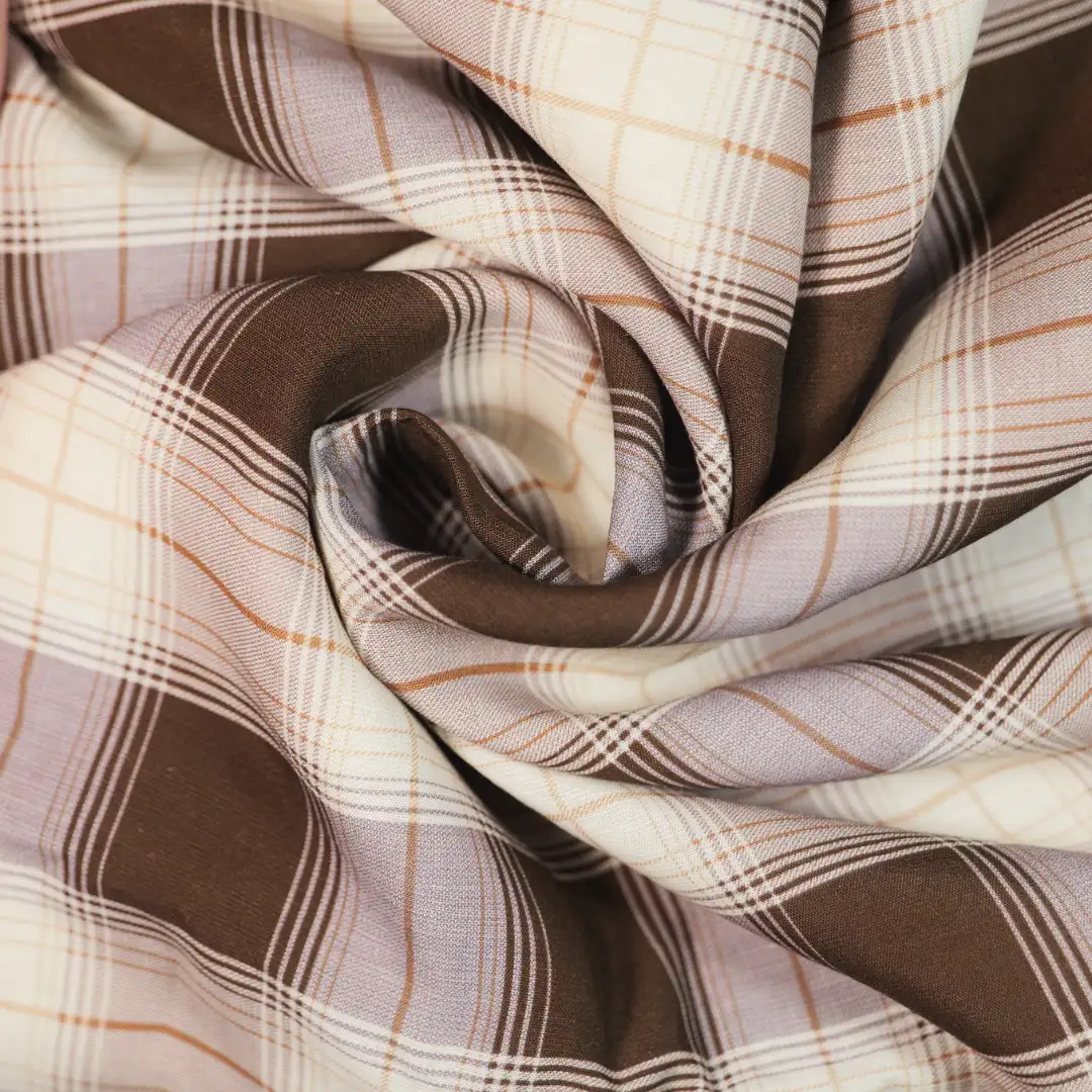 China Fabric for Shirt,Skirt,Backless Beach Dress Yarn Dyed Check Woven Blended Fabric Tencel Linen WHITE COFFEE color buy from China wholesaler bulk order at wholesale price free worldwide shipping Alibaba