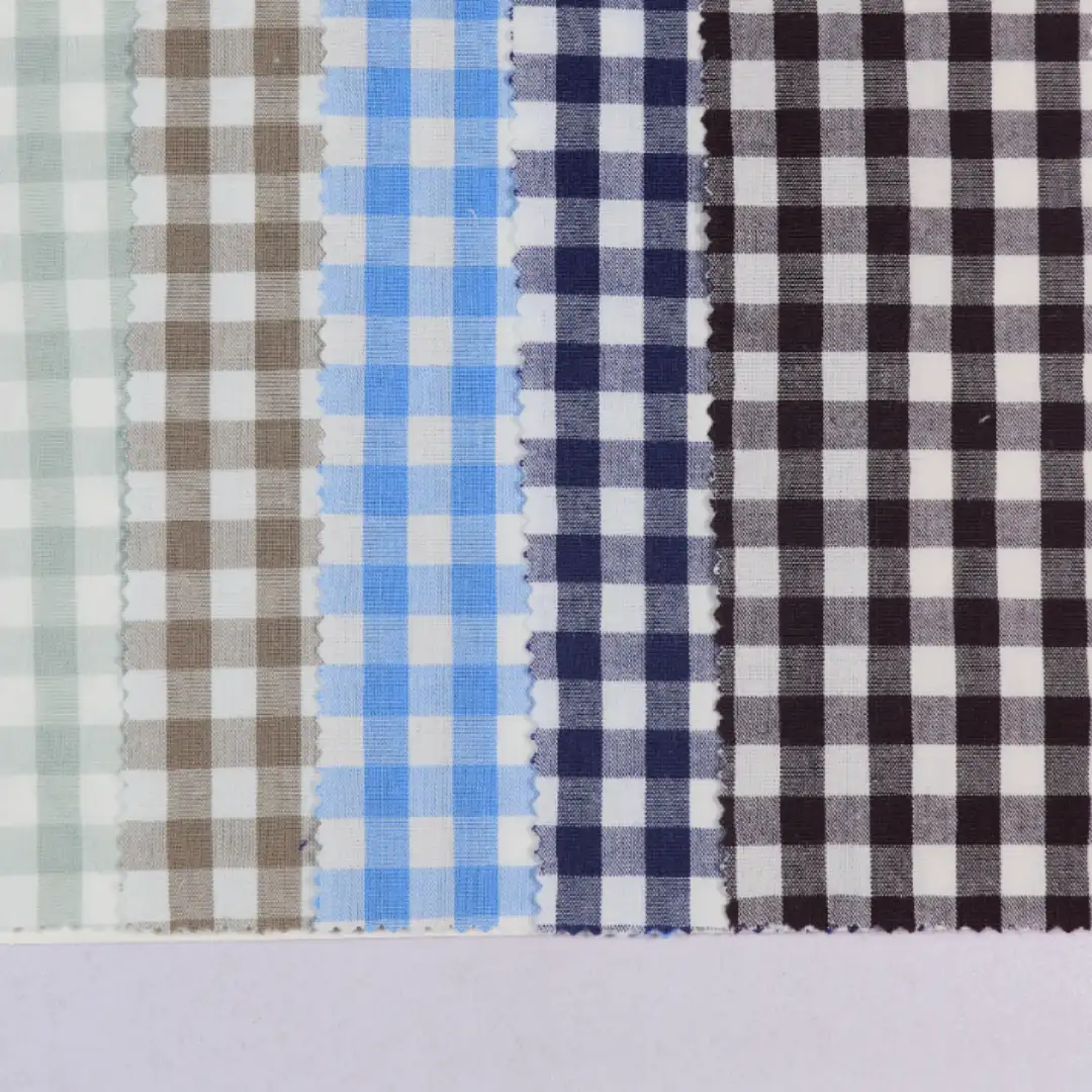China Fabric for Shirt,Backless Beach Dress,Strap Midi Dress Yarn Dyed Check Woven Blended Fabric Cotton Spandex cyan color buy from China wholesaler bulk order at wholesale price free worldwide shipping Alibaba