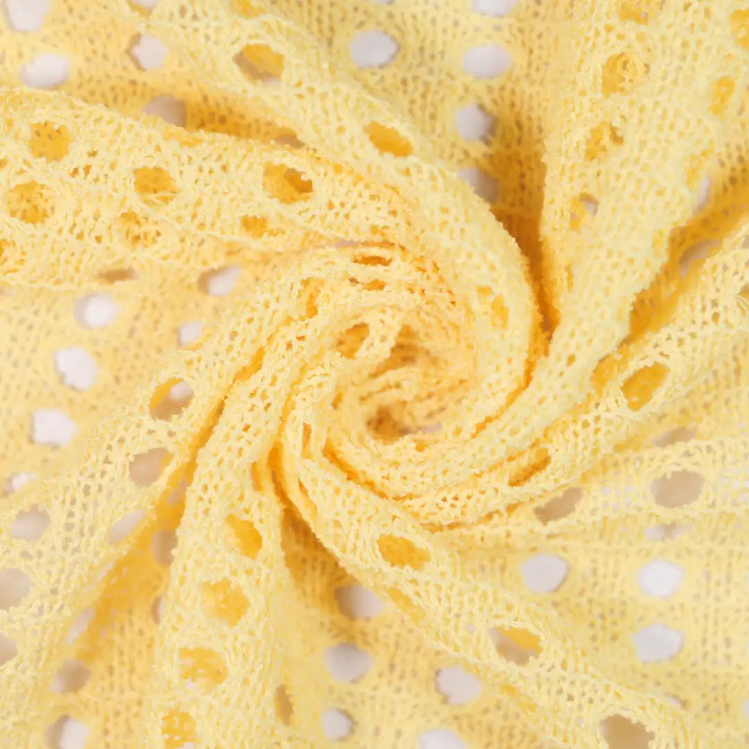 China Fabric for Shirt Mesh Knit Fabric Polyester YELLOW color buy from China wholesaler bulk order at wholesale price free worldwide shipping Alibaba