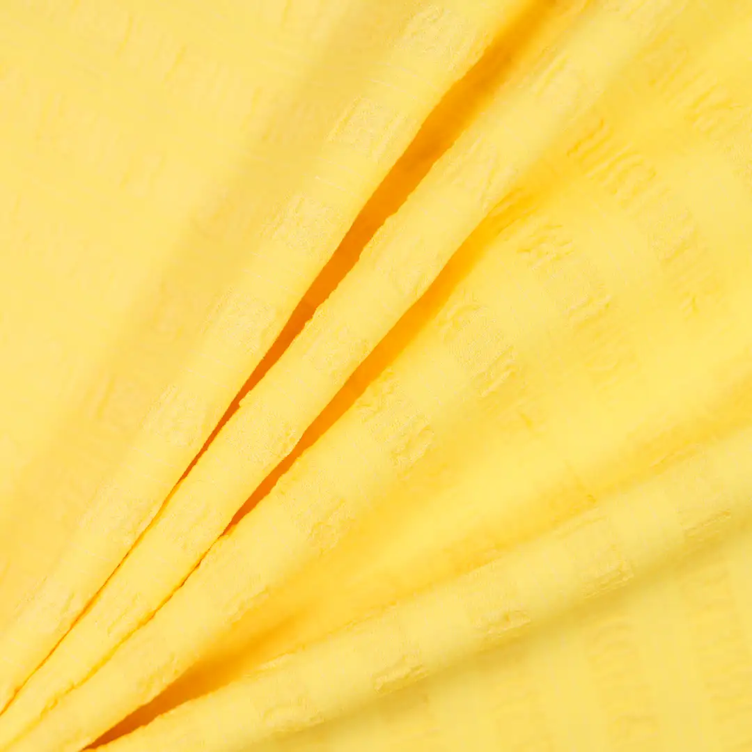 China Fabric for Skirt,Over Shirt,Backless Beach Dress Jacquard Woven Blended Fabric Polyester Spandex yellow color buy from China wholesaler bulk order at wholesale price free worldwide shipping Alibaba