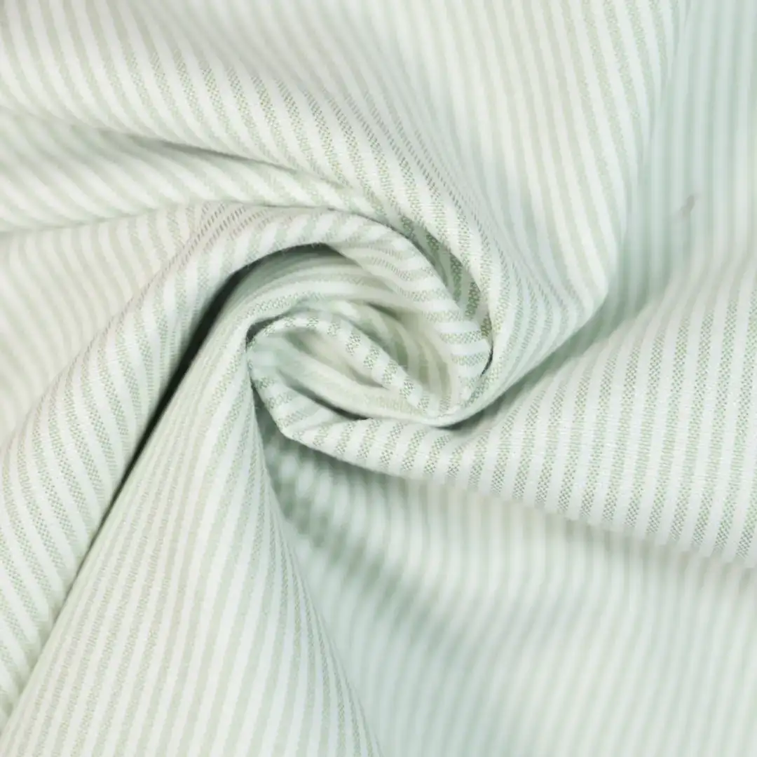China Fabric for Shirt,Skirt Yarn Dyed Stripe Woven Blended Fabric Polyester Cotton Spandex green color buy from China wholesaler bulk order at wholesale price free worldwide shipping Alibaba