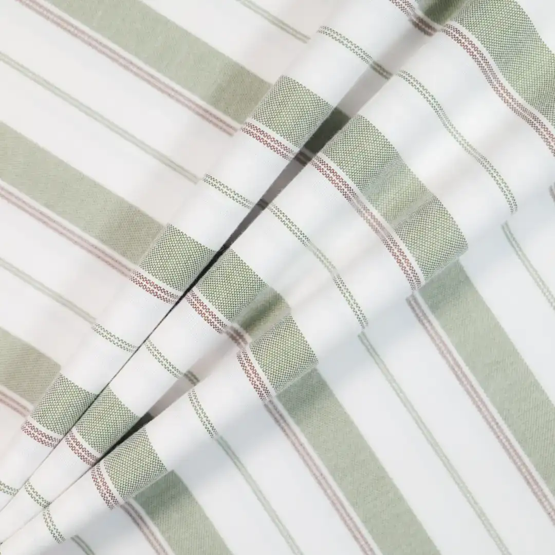 China Fabric for Shirt,Backless Beach Dress Yarn Dyed Stripe Woven Blended Fabric Cotton Polyester green color buy from China wholesaler bulk order at wholesale price free worldwide shipping Alibaba