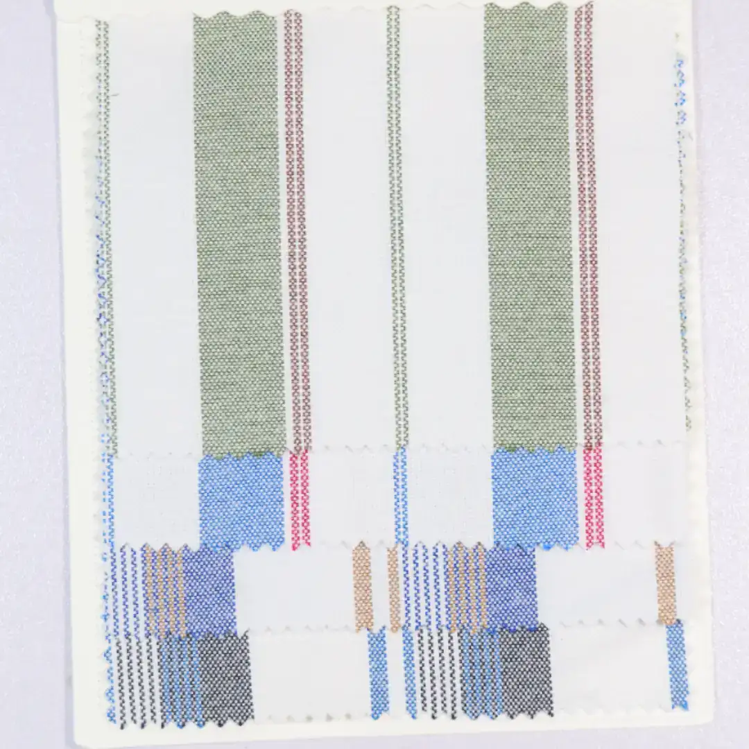 China Fabric for Shirt,Backless Beach Dress Yarn Dyed Stripe Woven Blended Fabric Cotton Polyester green color buy from China wholesaler bulk order at wholesale price free worldwide shipping Alibaba