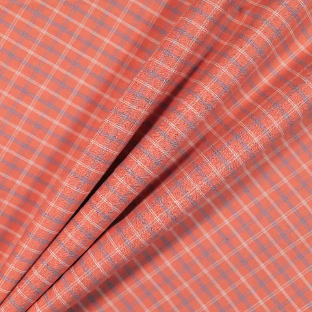 China Fabric for Shirt,Cropped V-Neck Shirt Yarn Dyed Check Woven Blended Fabric Cotton RED color buy from China wholesaler bulk order at wholesale price free worldwide shipping Alibaba