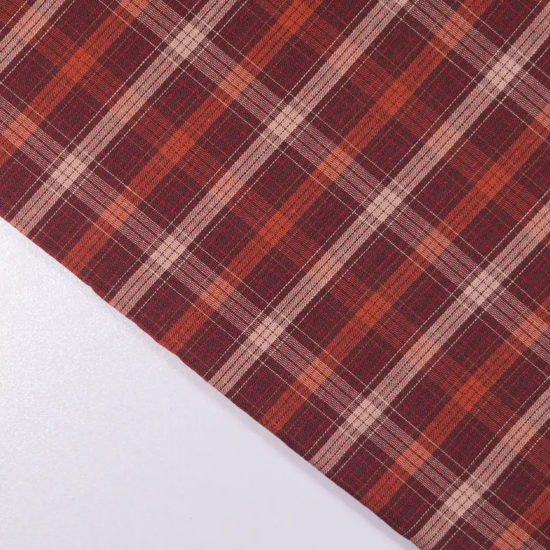 China Fabric for Shirt,Big Pockets Shirt Dress,Girls Ruffled Square-Collar Fitted Shirt Yarn Dyed Check Natural Woven Fabric Cotton RED color buy from China wholesaler bulk order at wholesale price free worldwide shipping Alibaba