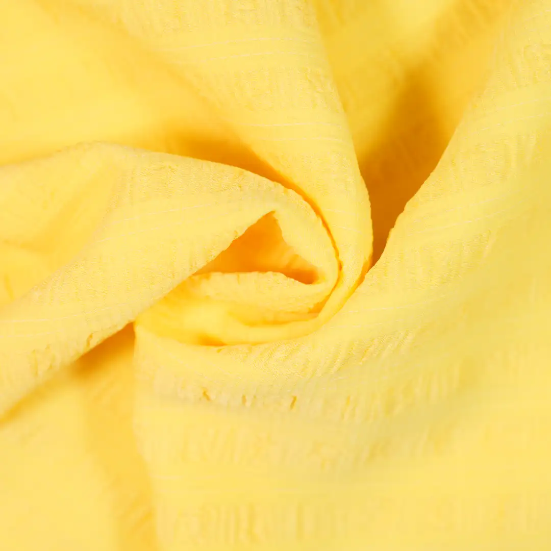 China Fabric for Shirt,Skirt,Backless Beach Dress Jacquard Woven Blended Fabric Polyester Spandex YELLOW color buy from China wholesaler bulk order at wholesale price free worldwide shipping Alibaba