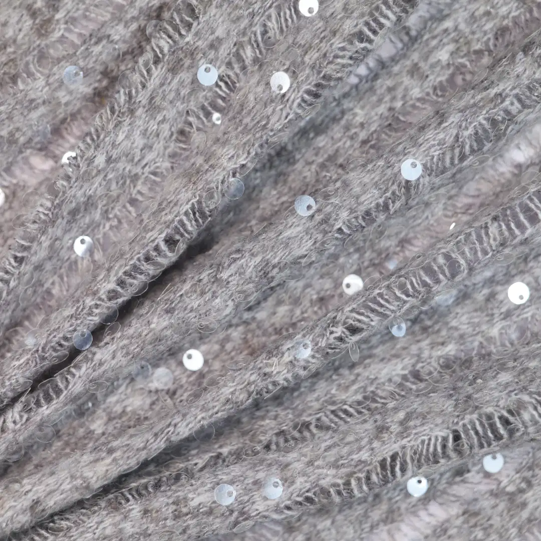 China Fabric for Skirt,Backless Beach Dress Sequined Mesh Fabric Knit Fabric Polyester GREY color buy from China wholesaler bulk order at wholesale price free worldwide shipping Alibaba