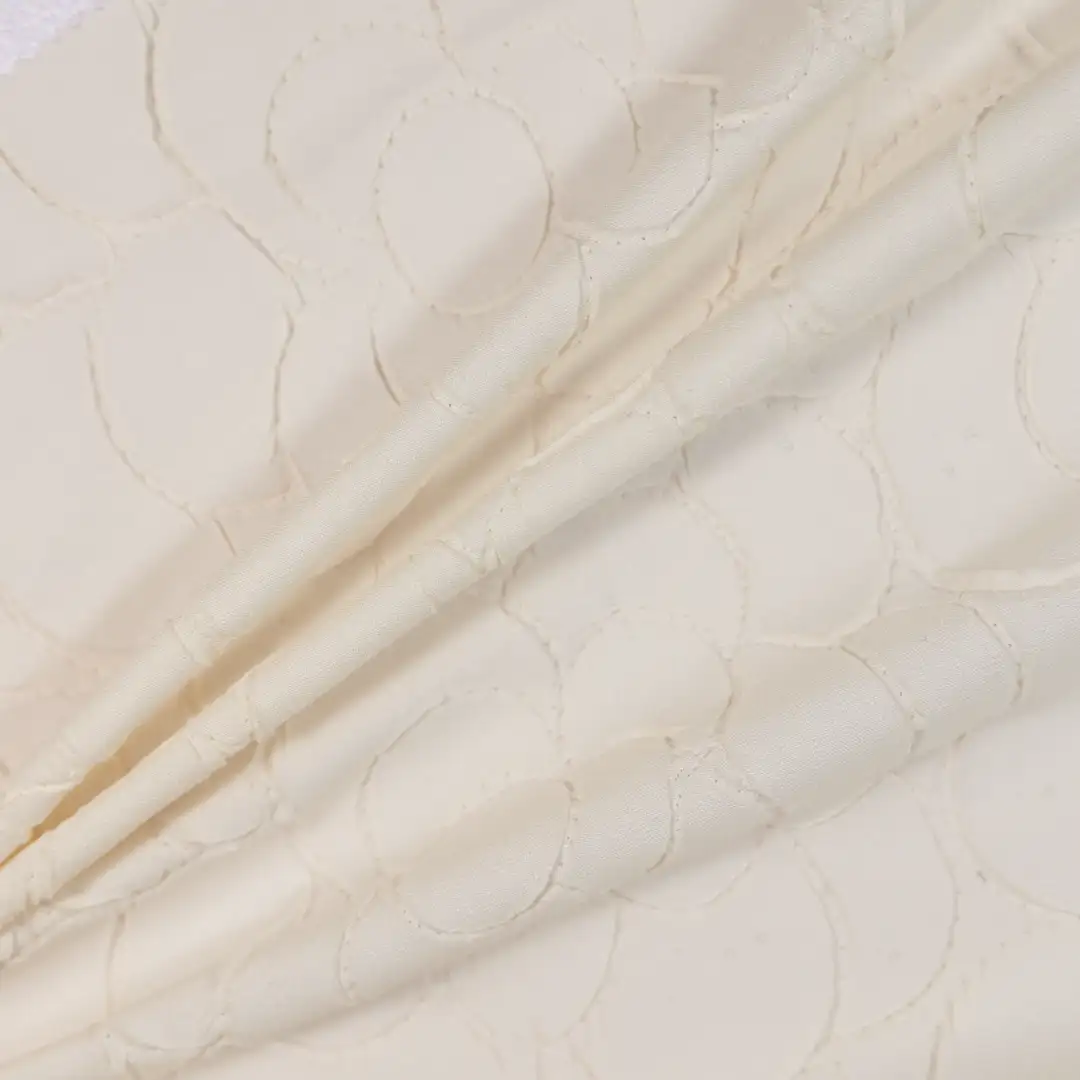 China Fabric for Skirt Schiffli Synthetic Woven Fabric Polyester Milky white color buy from China wholesaler bulk order at wholesale price free worldwide shipping Alibaba