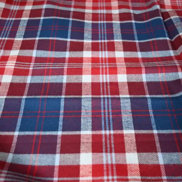 India Fabric for Shirt Cotton YD Flannel Natural Woven Fabric cotton Red blue check color buy from India wholesaler bulk order at wholesale price free worldwide shipping Alibaba
