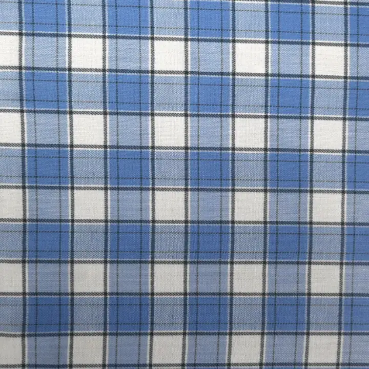 India Fabric for Shirt Cotton Plain Natural Woven Fabric COTTON LYCRA Blue white check color buy from India wholesaler bulk order at wholesale price free worldwide shipping Alibaba