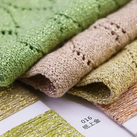 China Yarn for Ladies Vest (Sweater),Men’s Vest (Sweater),Open Cardigan (Sweater),Full-Zipper Cardigan (Sweater),Half-Zipper Cardigan (Sweater),Shirt Long Sleeve Button (Sweater) Lurex Lurex Rayon Metallic Gold 18 color buy from China wholesaler bulk order at wholesale price free worldwide shipping Alibaba